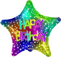 17" Birthday Stars Multicolor Balloon
