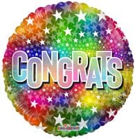 18" Congrats Stars Multicolor Balloon
