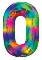 34" Rainbow Number 0 Balloon