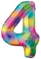 34" Rainbow Number 4 Balloon