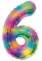 34" Rainbow Number 6 Balloon