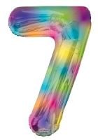 34" Rainbow Number 7 Balloon