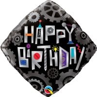 18" Diamond Bday Robot Cogwheels Balloon