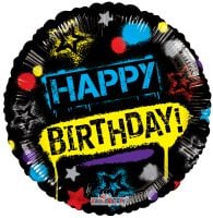 36" Happy Birthday Spray Graffiti Balloon