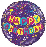 18" Birthday Paint Spots Purple Balloon