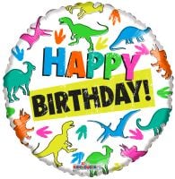 18" Happy Birthday Dino Silhouettes Balloon