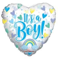 36" Its A Boy Hearts Clear View Balloon