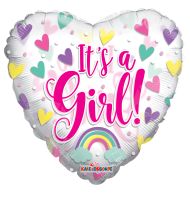 18" Its A Girl Hearts Clear View Balloon