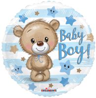 18" Baby Boy Teddy Bear and Stars Balloon