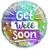 18" Get Well Soon Holographic Balloon