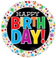 18" Happy Birthday Block Letters Balloon