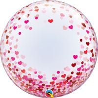 Deco Bubble 24" Red and Pink Confetti Hearts Balloon