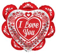 26" I Love You Ruffled Heart Ornaments Shape Balloon