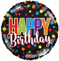 18" Happy Birthday Colorful Dots Balloon