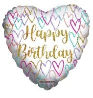 18" Birthday Hearts Holo Balloon
