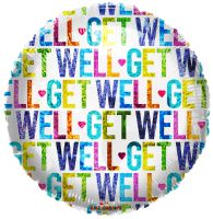 18" Get Well Colorful Holo Balloon