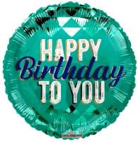 18" Happy Birthday To You On Green Balloon