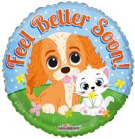 18" Feel Better Kitty and Puppy Balloon