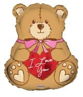18" I Love You Bear with Pink Bow Balloon