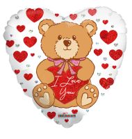 18" I Love You Bear with Bow and Heart Balloon