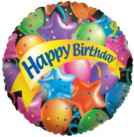 18" Festive Balloons Happy Birthday
