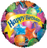 36" Festive Balloons Happy Birthday