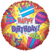 09" Happy Birthday Colorful Burst Balloon