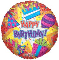36" Happy Birthday Colorful Burst Balloon