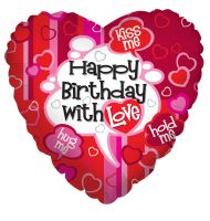 18" Happy Birthday With Love Speech Bubbles Balloon