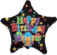 18" Birthday Big Dots Black Balloon