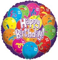 18" Happy Birthday Lots Of Balloons
