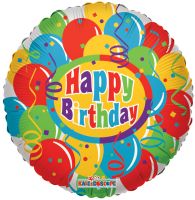 18" Balloons & Confetti Happy Birthday