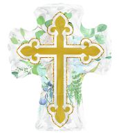 28" Cross with Flowers Balloon