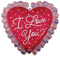 36" I Love You Heart With Ornaments Matte Balloon