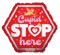 18" Cupid Stop Here Matte Balloon