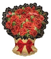 28" Rose Bouquet With Bow Shape Balloon