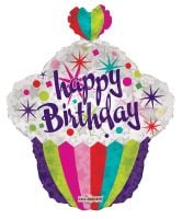 22" Shape Happy Birthday Cupcake Shape Balloon