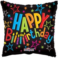09" Happy Birthday On Black Balloon