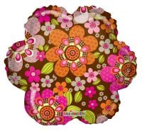 18" Happy Birthday Brown Flower Balloon