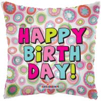 18" Happy Birthday Bright Circles Clear View Balloon