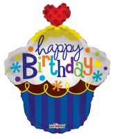 22" Shape Cupcake Birthday With Heart Shape Balloon