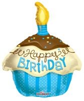 18" Shape Cupcake Blue Balloon