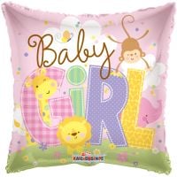 18" Baby Girl Animals Square Balloon