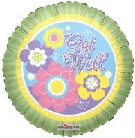 09" Get Well Flowers And Lines Balloon