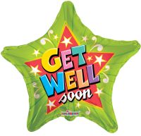 18" Get Well Green Star Balloon