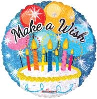 18" Make A Wish! Cake Holographic Balloon