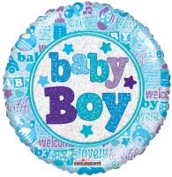 18" Baby Boy Holographic Balloon