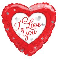 18" I Love You Red & White Balloon