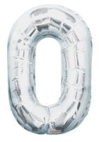 34" Silver Number 0 Balloon