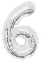 34" Silver Number 6 Balloon